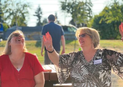 Union members laughing during Union in the Park Tacoma