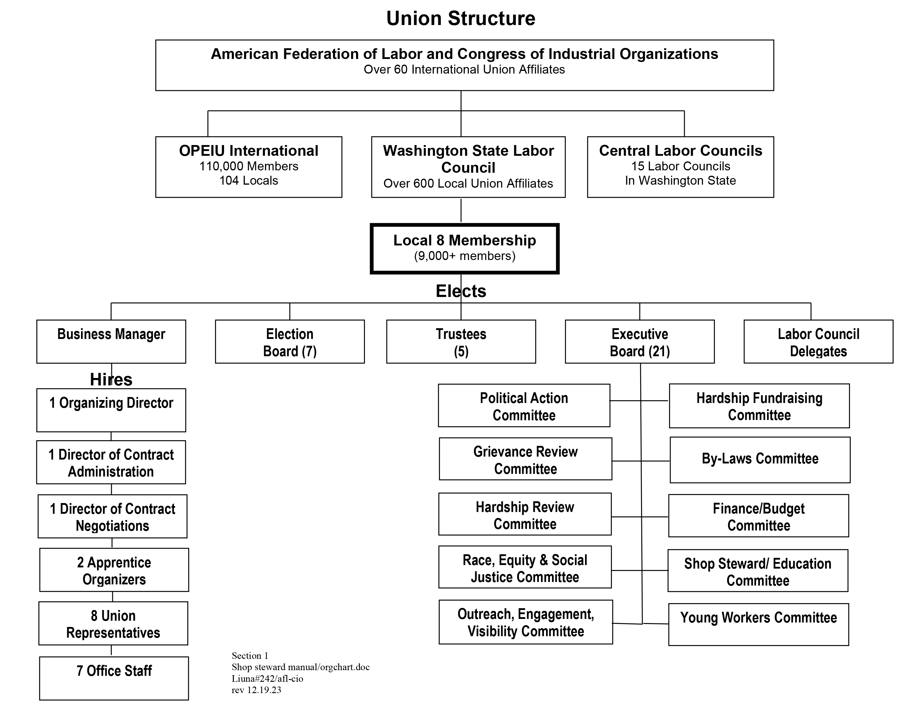 Union Structure Organizational Chart